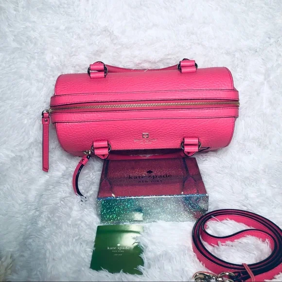 NWOT! Kate Spade | Delaney Perri Lane Bubbles Peony Pink Leather Satchel - Picture 14 of 16